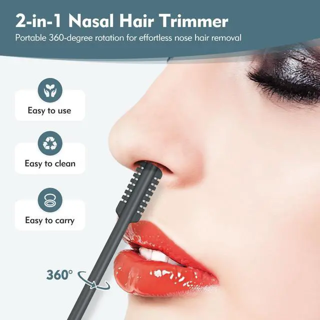 Alt view image 3 of 7 - 5PCS 2-in-1 Nasal Hair Cutter, Double-Sided Nose Hair Trimmer Upgrade, Manual Nose Trimmer Portable with Soft Cleaning Brush for Women and Men (Gray)