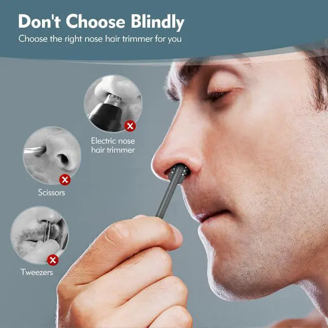 Alt view image 4 of 7 - 5PCS 2-in-1 Nasal Hair Cutter, Double-Sided Nose Hair Trimmer Upgrade, Manual Nose Trimmer Portable with Soft Cleaning Brush for Women and Men (Gray)
