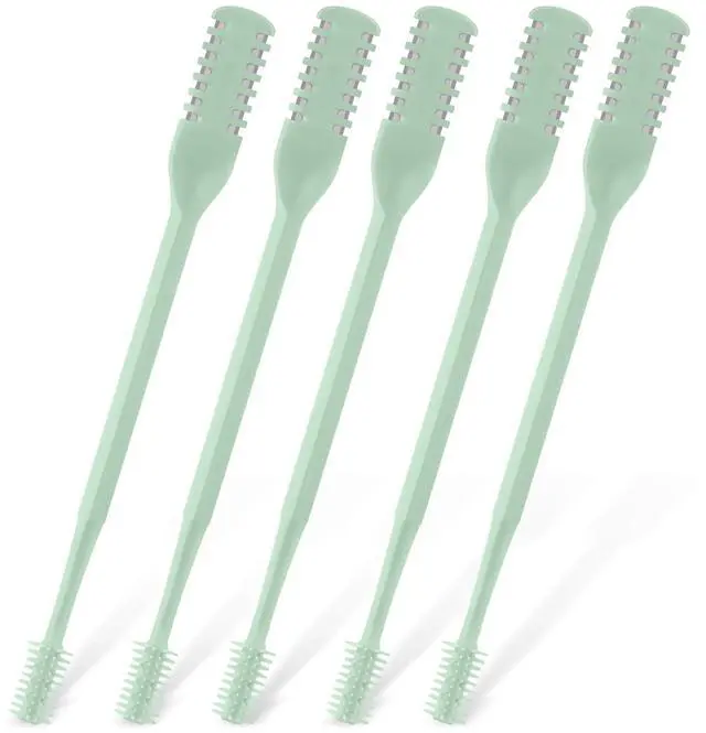 Main image of 5Pcs 2-in-1 Nasal Hair Cutter, Double Sided Nose Hair Cutter, Portable 360° Rotating Manual Nose Hair Trimmer for Men and Women, Mint Green