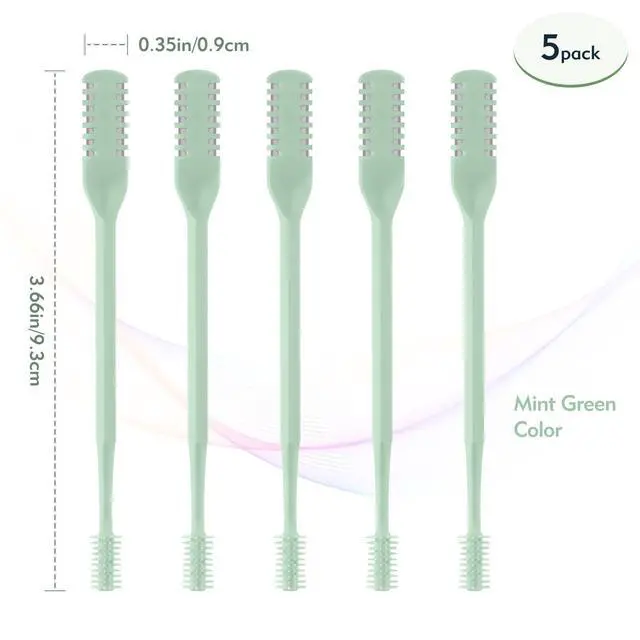 Alt view image 2 of 7 - 5Pcs 2-in-1 Nasal Hair Cutter, Double Sided Nose Hair Cutter, Portable 360° Rotating Manual Nose Hair Trimmer for Men and Women, Mint Green