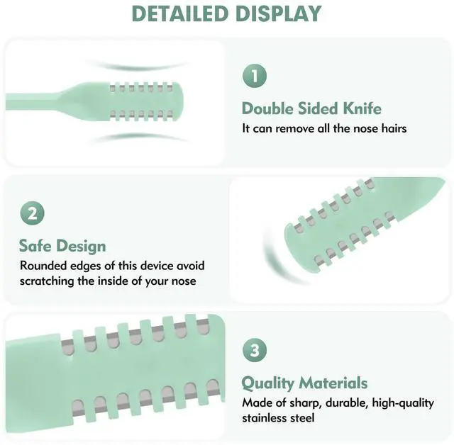Alt view image 4 of 7 - 5Pcs 2-in-1 Nasal Hair Cutter, Double Sided Nose Hair Cutter, Portable 360° Rotating Manual Nose Hair Trimmer for Men and Women, Mint Green