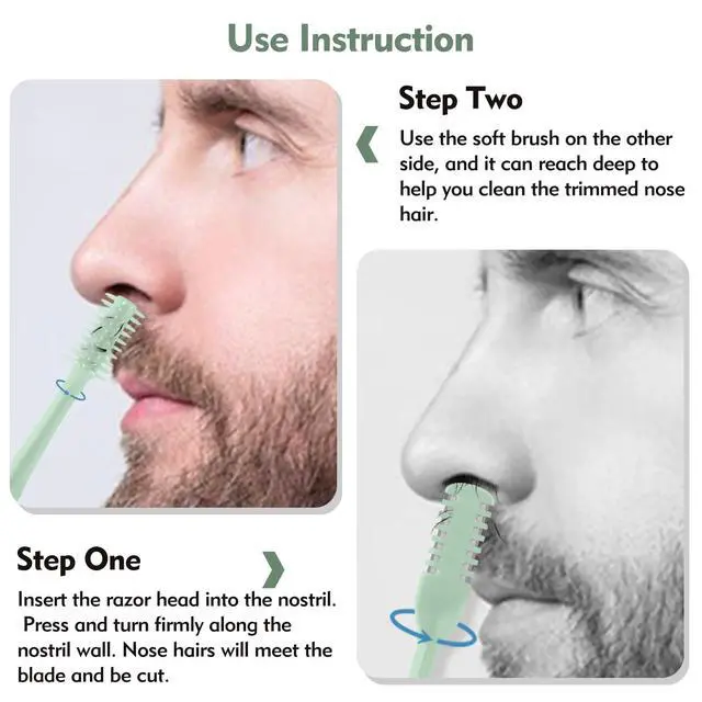 Alt view image 6 of 7 - 5Pcs 2-in-1 Nasal Hair Cutter, Double Sided Nose Hair Cutter, Portable 360° Rotating Manual Nose Hair Trimmer for Men and Women, Mint Green