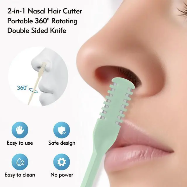Alt view image 3 of 7 - 5Pcs 2-in-1 Nasal Hair Cutter, Double Sided Nose Hair Cutter, Portable 360° Rotating Manual Nose Hair Trimmer for Men and Women, Colorful