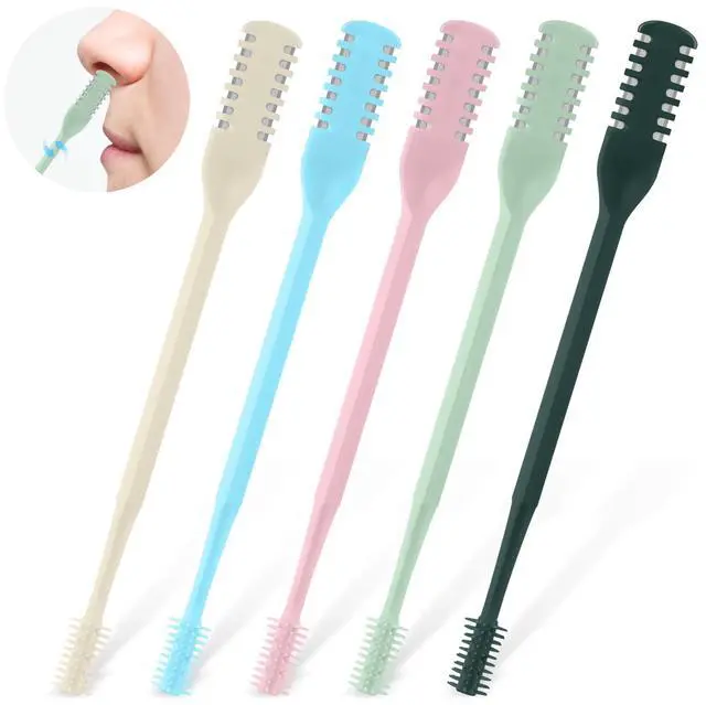 Main image of 5Pcs 2-in-1 Nasal Hair Cutter, Double Sided Nose Hair Cutter, Portable 360° Rotating Manual Nose Hair Trimmer for Men and Women, Colorful