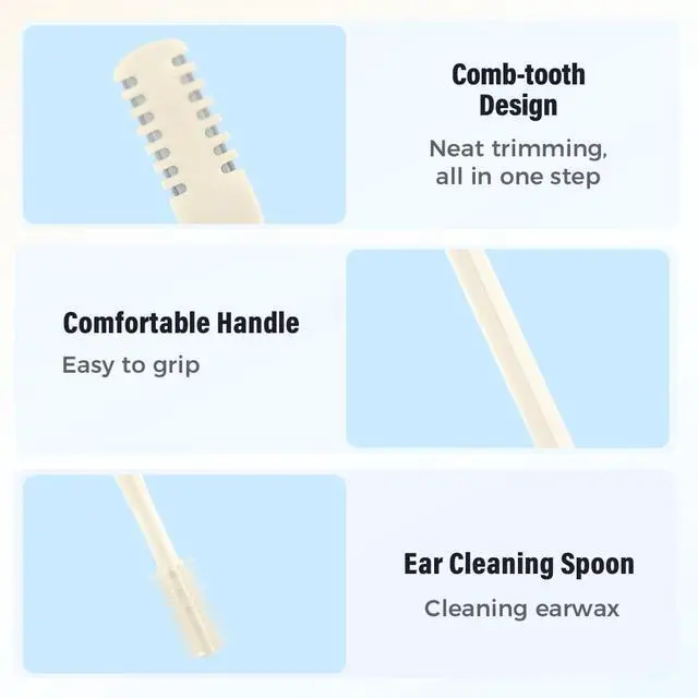 Alt view image 3 of 6 - 2-in-1 Nasal Hair Cutter, Nose Hair Trimmer for Men Women, 360° Rotating Portable Manual Nose Hair Remover Tool with Ear Picker, Double Sided Noses Hairs Knife Travel Essentials (Beige, 3PC)