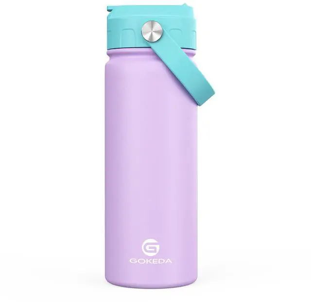 Main image of 18oz Kids Water Bottle, Insulated Water Bottles with Stickers, 18/8 Stainless Steel Vacuum Leak Proof Straw Cup for School, Gifts for Girls(Purple)