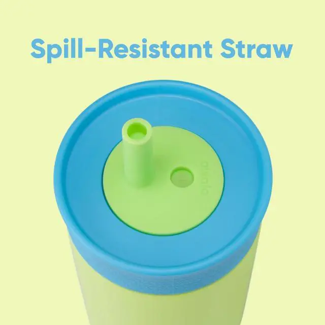 Alt view image 2 of 5 - Kids Insulation Stainless Steel Tumbler with Spill Resistant Flexible Straw, Easy to Clean, Kids Water Bottle, Great for Travel, Dishwasher Safe, 12 Oz, Blue and Light Green (Turtley Awesome)