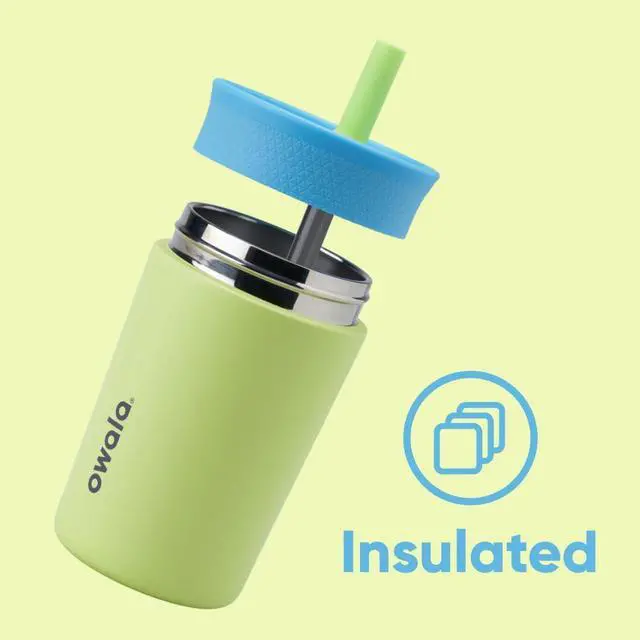 Alt view image 3 of 5 - Kids Insulation Stainless Steel Tumbler with Spill Resistant Flexible Straw, Easy to Clean, Kids Water Bottle, Great for Travel, Dishwasher Safe, 12 Oz, Blue and Light Green (Turtley Awesome)