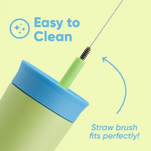 Alt view image 4 of 5 - Kids Insulation Stainless Steel Tumbler with Spill Resistant Flexible Straw, Easy to Clean, Kids Water Bottle, Great for Travel, Dishwasher Safe, 12 Oz, Blue and Light Green (Turtley Awesome)