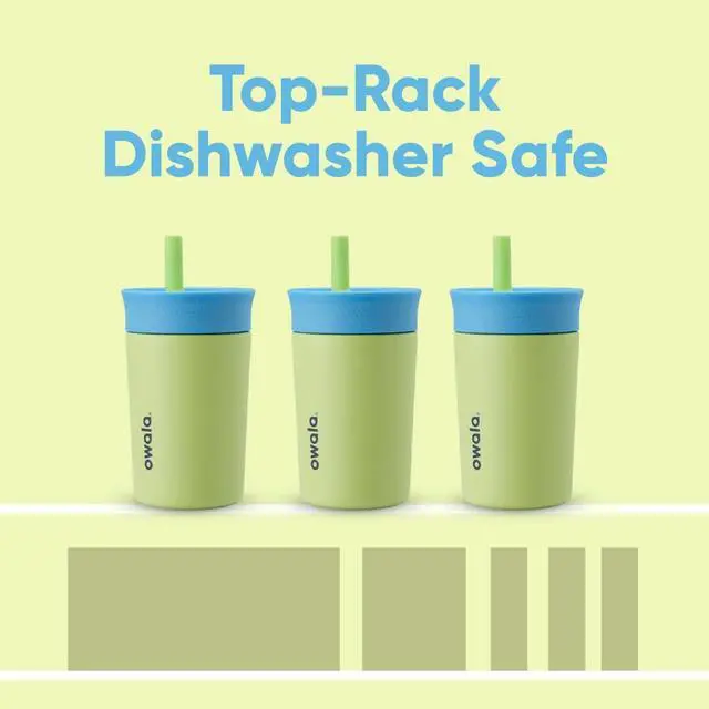 Alt view image 5 of 5 - Kids Insulation Stainless Steel Tumbler with Spill Resistant Flexible Straw, Easy to Clean, Kids Water Bottle, Great for Travel, Dishwasher Safe, 12 Oz, Blue and Light Green (Turtley Awesome)