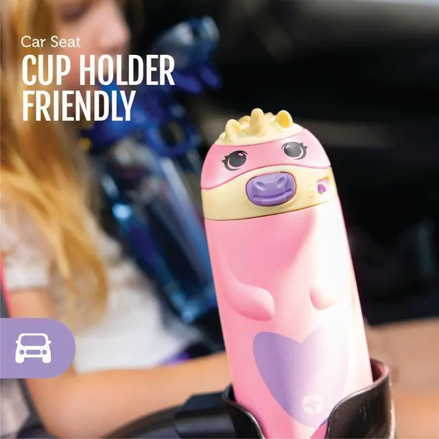 Alt view image 7 of 7 - Ellies 12oz Vacuum Insulated Stainless Steel Kids Water Bottle with Straw and Built-in Carrying Handle and Leak-Proof Locking Lid for School Backpack, Lunchbox and Outdoor Sports, Cat