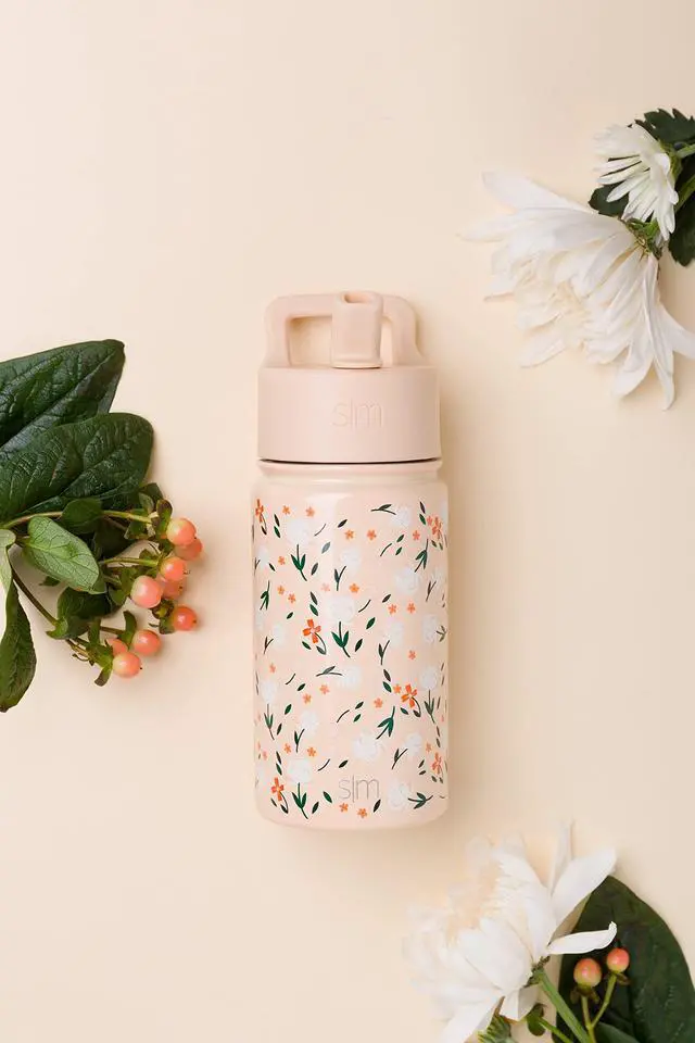 Alt view image 2 of 7 - Kids Water Bottle with Straw Lid | 14oz Insulated Stainless Steel Kids Tumbler & Spill Proof Toddler Cup for School, Girls, Boys | Summit | Chloe Floral