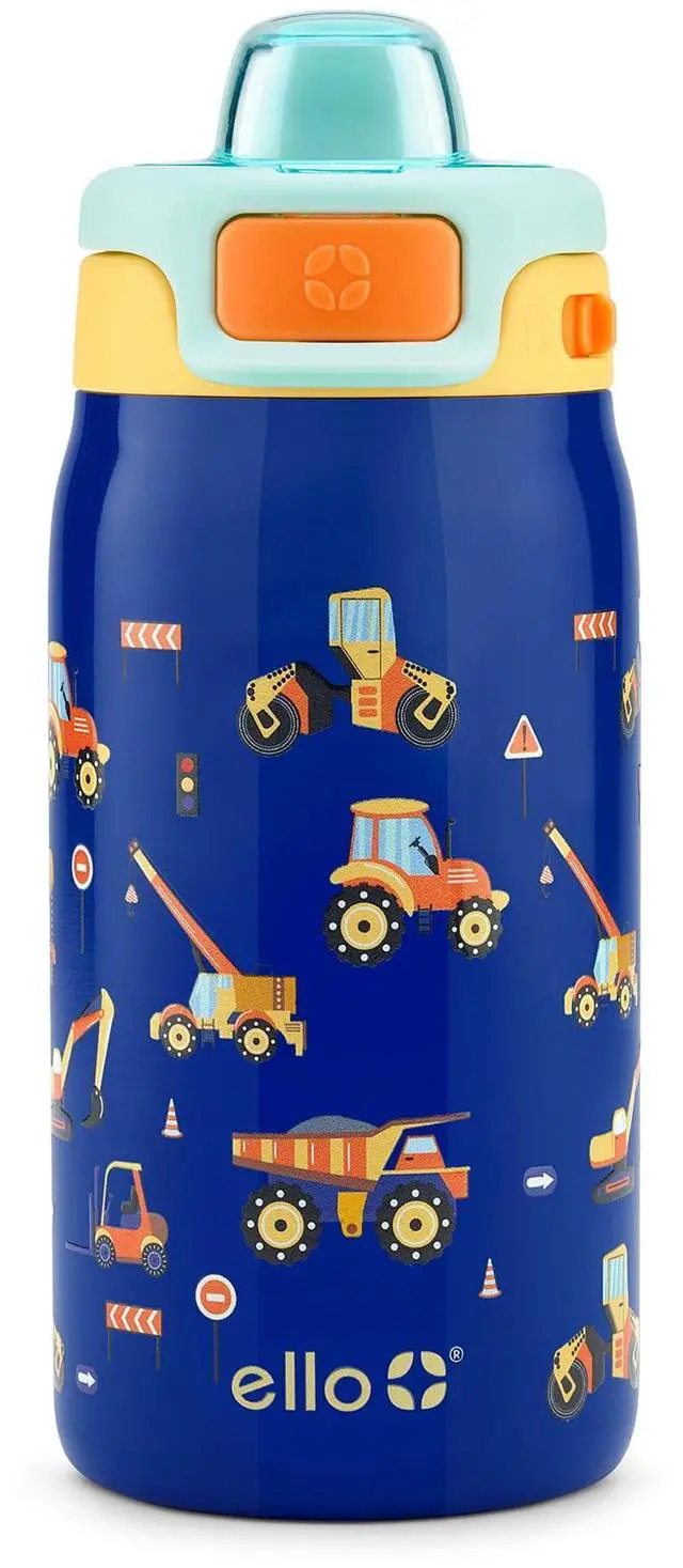 Main image of Kids Pop & Fill 12oz Toddler Water Bottle with Quick Fill Lid, Double-Wall Vacuum Insulated Stainless Steel, Leak Proof, BPA Free, Sip & Chug, For School, Lunchboxes, Construction Site
