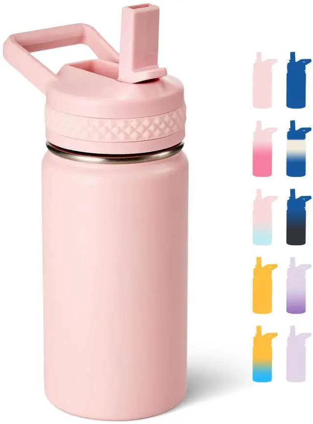 Main image of 12 oz Kids Water Bottle, Toddler Water Bottle with Straw, Boys&Girls Bottle for School, 304 Stainless Steel Vacuum Insulated Bottle for Kids, BPA-Free, Leak-Proof, Pink