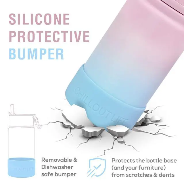 Alt view image 5 of 7 - 12 oz Kids Insulated Water Bottle for School with Straw Lid Leakproof and Cute Waterproof Stickers, Personalized Stainless Steel Thermos Flask Metal Water Bottle for Girls & Boys