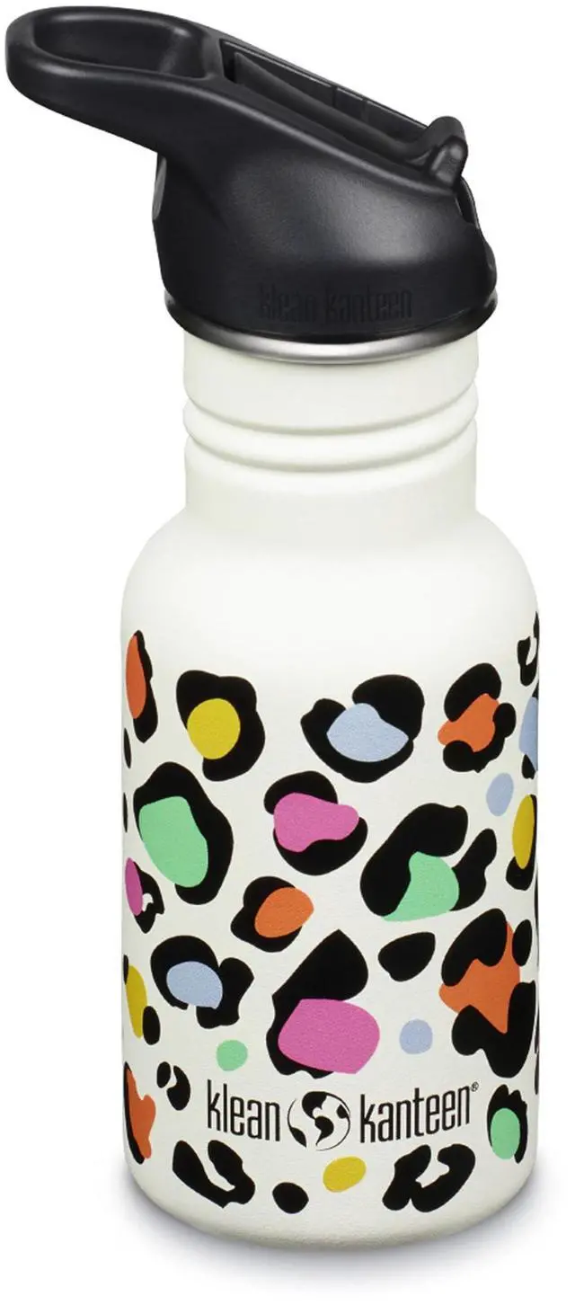 Main image of 12 oz Classic Kid's Water Bottle with Flip Seal Sport Cap & Straw - 100% Leakproof Cap - Durable Stainless Steel Material - Lightweight & Easy-Grip - BPA-Free - Leopard Print