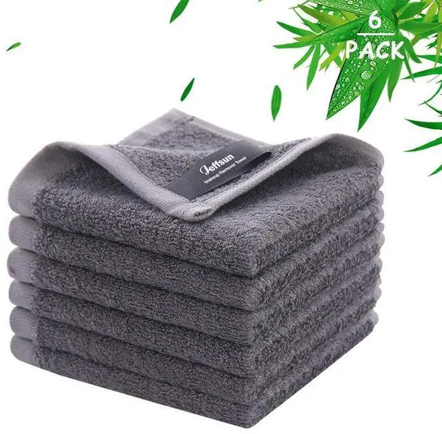 Main image of Wash Cloths 6 Pack, Super Soft & Skin Friendly Face Towel for Sensitive Skin, Reusable Washable Makeup Remover Cloth, 10x10 inch Small Baby Washcloths, Easy to Rinse Dark Grey Facial Cleaning Cloth