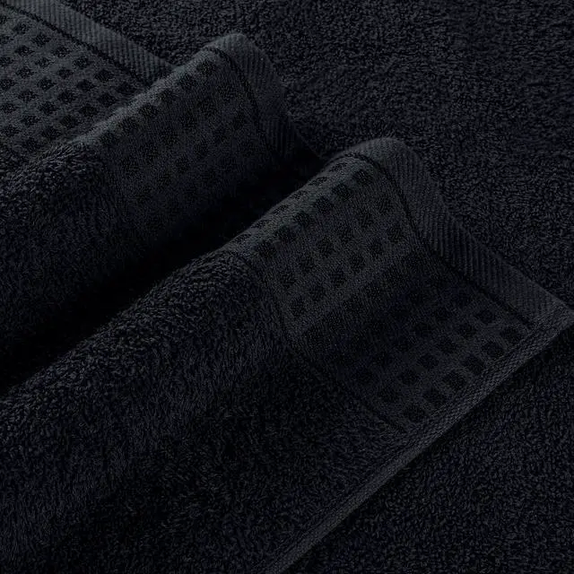 Alt view image 2 of 7 - 100% Cotton 2 Pack Oversized Bath Towel Set 28x55 Inches, Ultra Soft Highly Absorbant Compact Quickdry & Lightweight Large Bath Towels, Ideal for Gym Travel Camp Pool - Black
