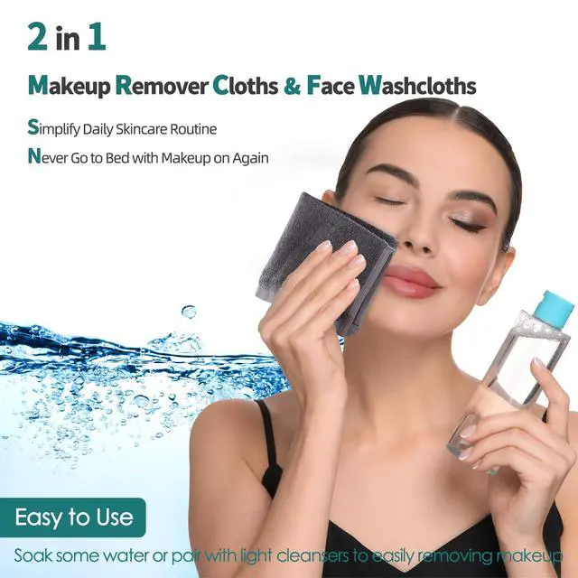 Alt view image 3 of 7 - Wash Cloths 6 Pack, Super Soft & Skin Friendly Face Towel for Sensitive Skin, Reusable Washable Makeup Remover Cloth, 10x10 inch Small Baby Washcloths, Easy to Rinse Dark Grey Facial Cleaning Cloth