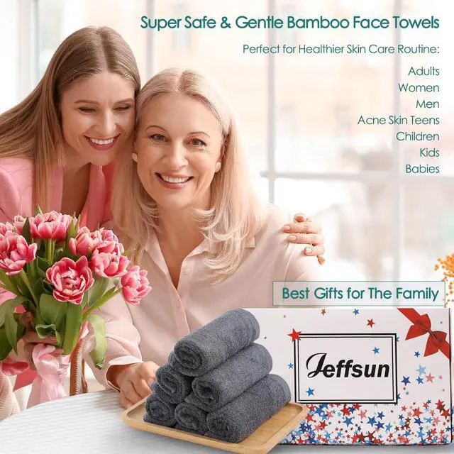 Alt view image 5 of 7 - Wash Cloths 6 Pack, Super Soft & Skin Friendly Face Towel for Sensitive Skin, Reusable Washable Makeup Remover Cloth, 10x10 inch Small Baby Washcloths, Easy to Rinse Dark Grey Facial Cleaning Cloth