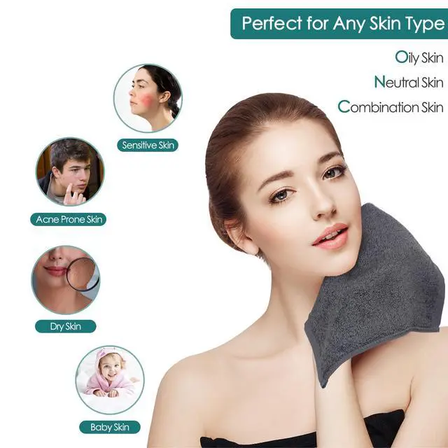 Alt view image 4 of 7 - Wash Cloths 6 Pack, Super Soft & Skin Friendly Face Towel for Sensitive Skin, Reusable Washable Makeup Remover Cloth, 10x10 inch Small Baby Washcloths, Easy to Rinse Dark Grey Facial Cleaning Cloth