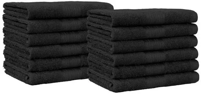 Main image of Highly Absorbent Cotton Washcloths for Face, Soft, Machine Washable, Fade Resistant, 12 x 12 in, Black, 12-Pack