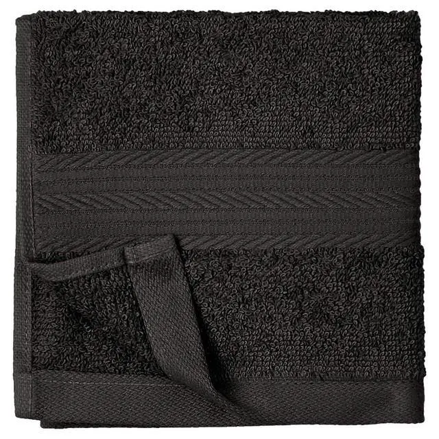 Alt view image 2 of 6 - Highly Absorbent Cotton Washcloths for Face, Soft, Machine Washable, Fade Resistant, 12 x 12 in, Black, 12-Pack