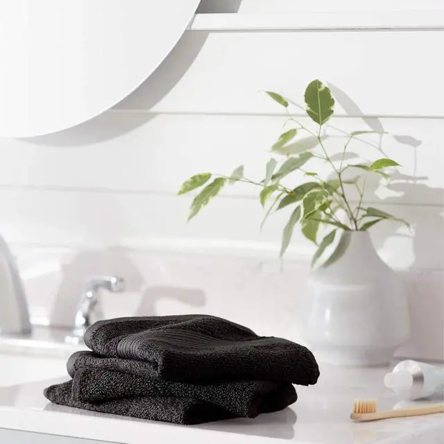 Alt view image 6 of 6 - Highly Absorbent Cotton Washcloths for Face, Soft, Machine Washable, Fade Resistant, 12 x 12 in, Black, 12-Pack