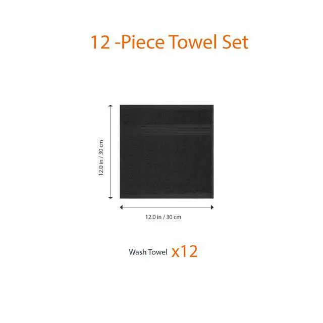 Alt view image 5 of 6 - Highly Absorbent Cotton Washcloths for Face, Soft, Machine Washable, Fade Resistant, 12 x 12 in, Black, 12-Pack
