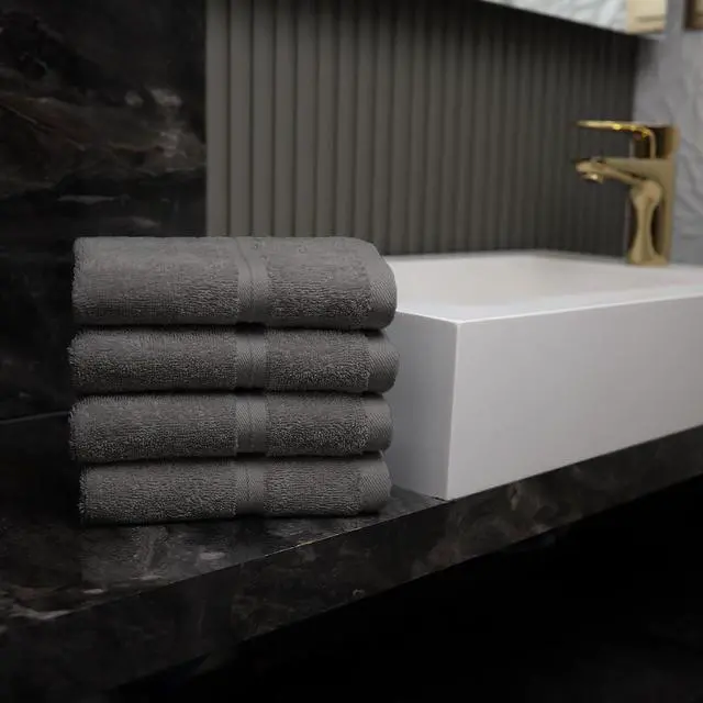 Alt view image 3 of 5 - Quick Dry & Absorbent Wash Cloths Set of 4 (12" x 12") Hotel Quality, Versatile as, Washcloths for Your Face, Face Towel Set, Spa Towels, Hand Towels, Soft Wash Cloths -%100 Cotton - Gray