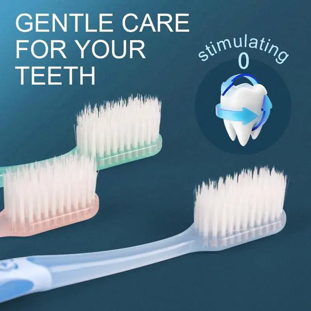 Alt view image 2 of 7 - Extra Soft Toothbrush 6-Pack, Regular Head (3 Colors - 2 Each) Dentist-Developed Tapered Bristles for Sensitive Teeth & Gum Care Gentle Cleaning, BPA-Free