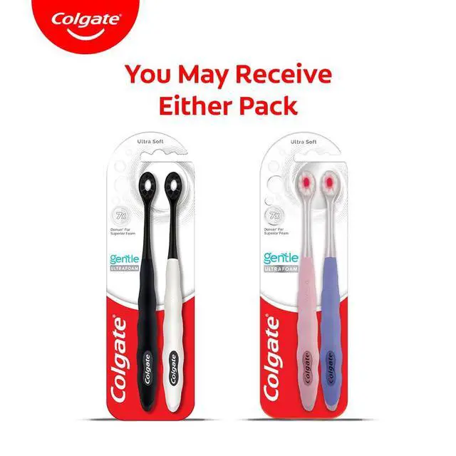 Alt view image 2 of 7 - Gentle UltraFoam Ultra Soft Bristles Manual Toothbrush for adults, 2 Pcs, Soft Bristles for Superior Clean, Multicolor
