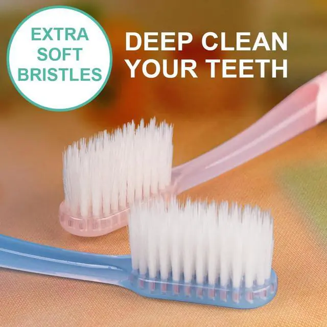 Alt view image 3 of 7 - Extra Soft Toothbrush 6-Pack, Regular Head (3 Colors - 2 Each) Dentist-Developed Tapered Bristles for Sensitive Teeth & Gum Care Gentle Cleaning, BPA-Free
