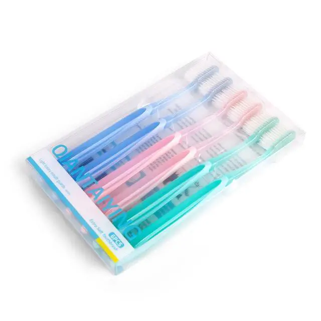 Alt view image 6 of 7 - Extra Soft Toothbrush 6-Pack, Regular Head (3 Colors - 2 Each) Dentist-Developed Tapered Bristles for Sensitive Teeth & Gum Care Gentle Cleaning, BPA-Free