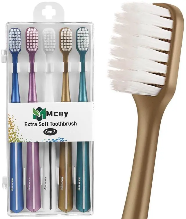 Main image of GentleClean Pro Extra Soft Toothbrushes for Adults - Super Ultra Soft Bristles Manual Tooth Brush for Sensitive Gums, 5 Pack