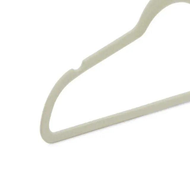 Alt view image 4 of 4 - Slim Velvet Non-Slip Space Saving Suit Clothes Hangers with Shoulder Notches for Closet Organization, Ivory/Silver, 50-Pack