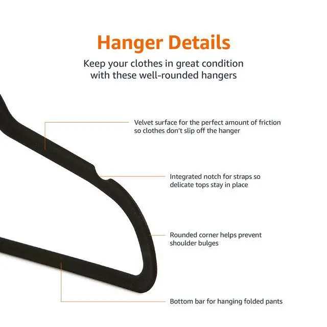 Alt view image 4 of 4 - Slim Velvet Non-Slip Space Saving Sturdy Suit Clothes Hangers, Closet Organizer, Black/Rose Gold, 30-Pack