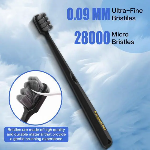 Alt view image 4 of 6 - Extra Soft Toothbrushes (6 Pack) - 20,000 Ultra Soft Bristles for Sensitive Teeth & Receding Gums | Dentist Recommended Gentle Cleaning | BPA-Free | Black