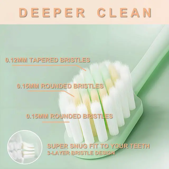 Alt view image 3 of 6 - Ultra-Soft Toothbrushes, Thin Wide Head, 3-Layer Tapered Bristles, 6 Pack
