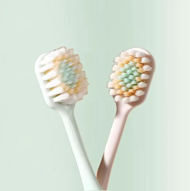 Alt view image 5 of 6 - Ultra-Soft Toothbrushes, Thin Wide Head, 3-Layer Tapered Bristles, 6 Pack