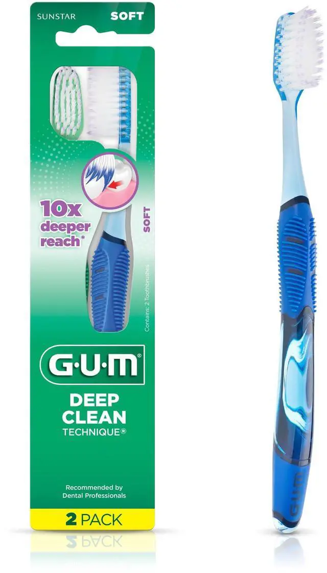 Main image of Deep Clean Technique Toothbrush for Adults with Soft Ultra-Fine Tapered Bristles for Deeper Reach, Full Head, 2 Count