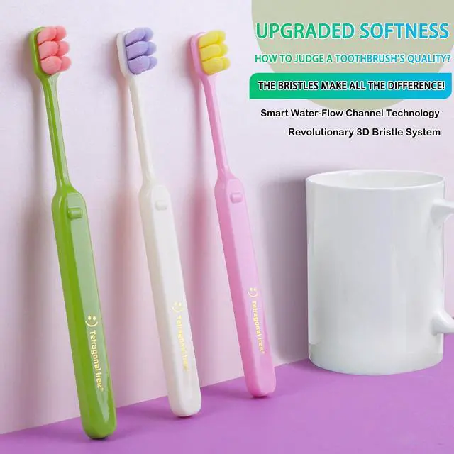 Alt view image 6 of 7 - 6 Count Ultra-Soft Toothbrush for Sensitive Gums 10,000 Extra-Gentle Bristles for Adults, Pregnancy, Braces & Elderly, Gum Care, Individually Wrapped with Travel Case (Colors May Vary)