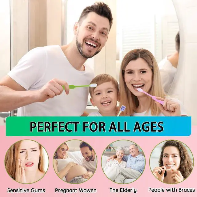 Alt view image 7 of 7 - 6 Count Ultra-Soft Toothbrush for Sensitive Gums 10,000 Extra-Gentle Bristles for Adults, Pregnancy, Braces & Elderly, Gum Care, Individually Wrapped with Travel Case (Colors May Vary)