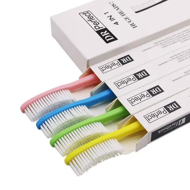 Alt view image 2 of 6 - Extra Hard & Firm Toothbrush Large Long Head Whitening Teeth Pack of 4