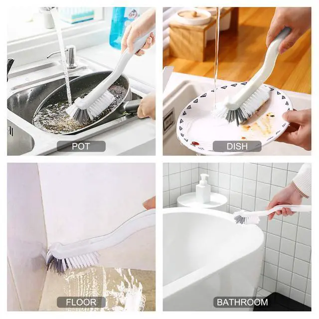 Alt view image 3 of 7 - 2 Pcs Cleaning Brush Small Scrub Brush for Cleaning Sink Bathroom Kitchen Edge Corner Grout Household Use with Handle