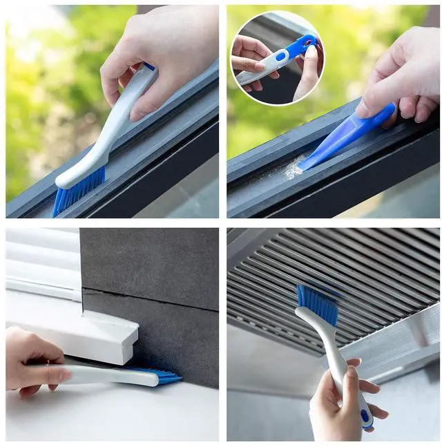 Alt view image 5 of 7 - 2 Pcs Cleaning Brush Small Scrub Brush for Cleaning Sink Bathroom Kitchen Edge Corner Grout Household Use with Handle