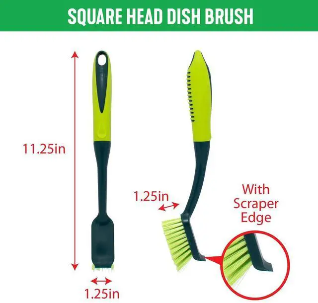 Alt view image 6 of 7 - Scrub Brush Set - Long Handle Cleaning Brushes with Heavy Duty Bristles and Comfort Grip - Scrubbers for Kitchen, Household, and Dishwashing, 5 Pieces