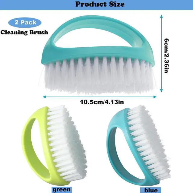 Alt view image 2 of 6 - 2 Pack Scrubbing Brushes for Cleaning, Heavy Duty Scrub Brush Nylon Stiff Bristles,Scrubber Cleaner Brush for Bathroom,Showe,Sink,Kitchen,Bathtub,Floor,Multi-Purpose Cleaning Brush (Green+Blue)