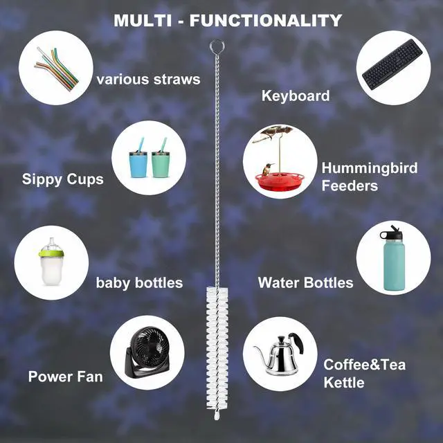 Alt view image 7 of 7 - Straw Cleaner Brush Extend 12 inch, Extra Wide 12mm diam Pipe Cleaners, Extra Long Straw Brush for Sippy Cup, Water Bottle and Tubes, Drinking Straw Cleaning brush Set 10 Pack