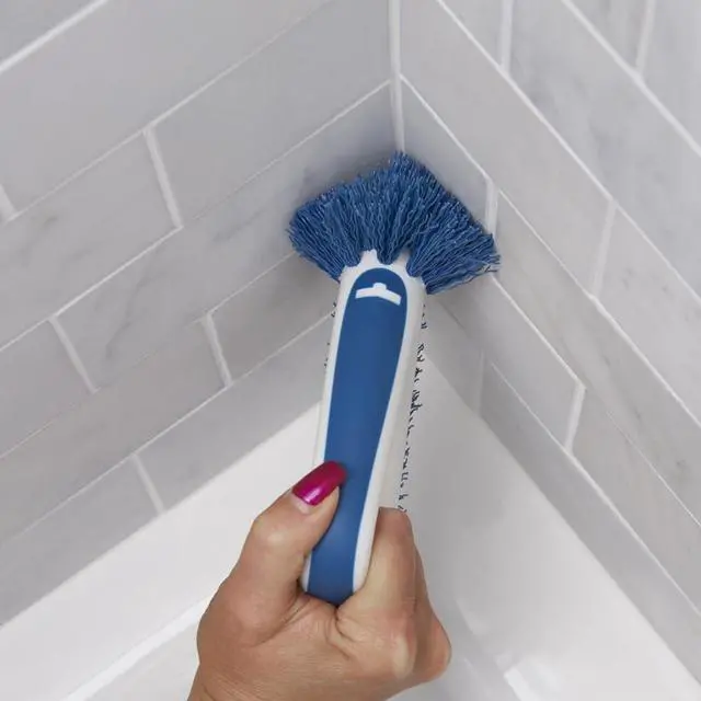 Alt view image 5 of 7 - 2-in-1 Grout and Corner Scrubber Brush Tool, Crevice Bathroom Cleaning Supplies for Showers, Door Tracks, Tile, and Bathtubs, Household 360-Degree Scrubbing Power